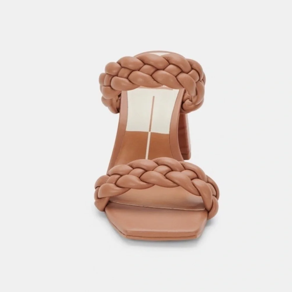 Dolce Vita Shoes Paily Braided Block Heel  Sandals Tan Size 7.5